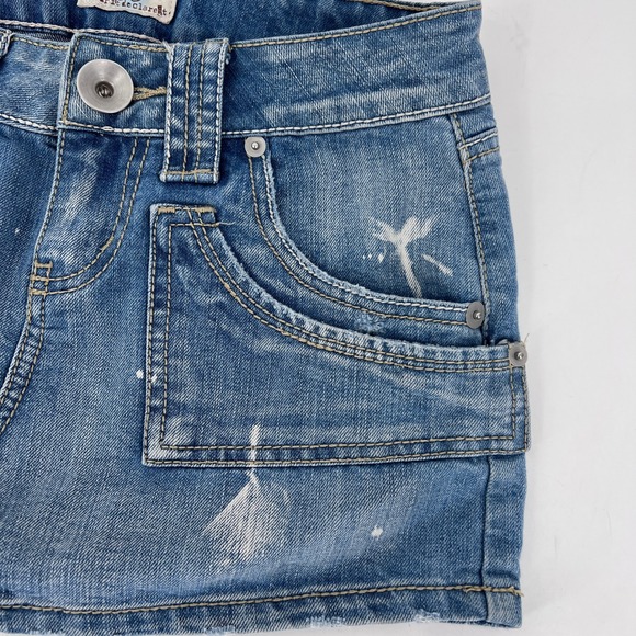 vintage Y2K SO Low Rise Denim Micro Mini Skirt Distressed Size 1 - Picture 4 of 8